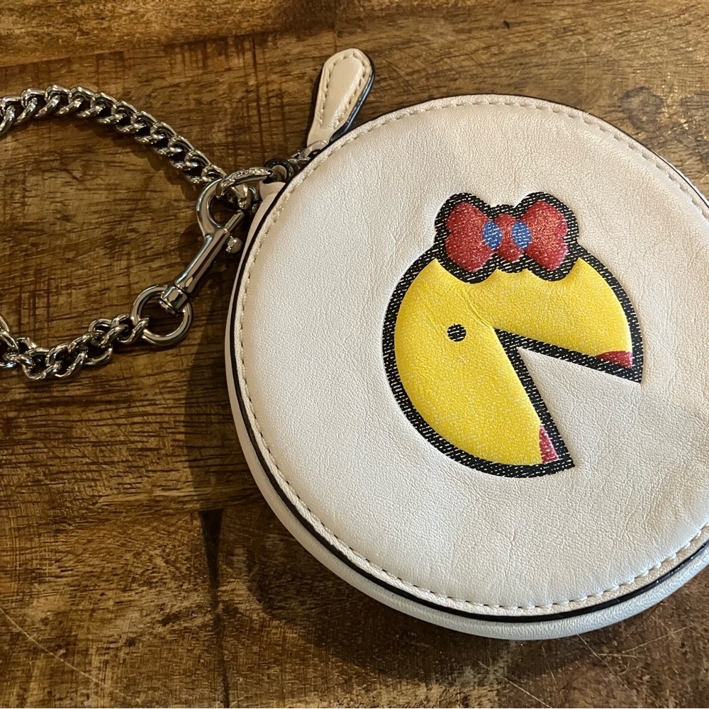 Coach Ms. PAC-MAN Round Coin Purse Wallet with Chain - Picture 2 of 7
